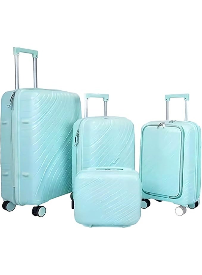 5-Piece Hardshell Luggage Set with 8-Spinner Double Wheels & Cosmetic Bag, Lightweight Water-Resistant Travel Trolley Suitcases with Secure Lock, Light Green - Image 2